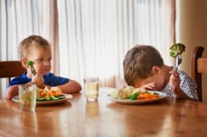 Kids eating their vegetables